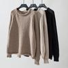Vintage O Neck Solid Color Long Sleeve Loose Knitwear Cardigan Sweater Top for Autumn Winter