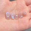 10Pcs Sweet Blue Nude Short Round Fake Nails Shiny Aurora Butterfly Cat Eye Press On Nails Summer Dopamine