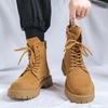 2024 men's new high-top Martin boots British style thick-soled heightened large-size lace-up velvet boots men's 3302-R