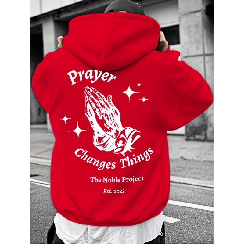 European and American fashion men's autumn prayer print soft and comfortable hooded sweatshirt outdoor street style clothing