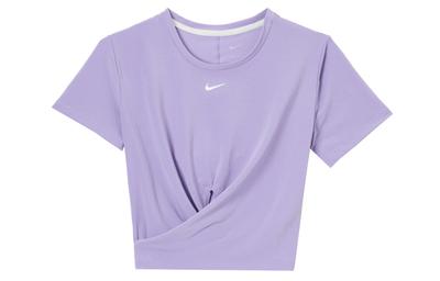Nike Dri-FIT One Luxe Logo Crewneck Twist-Front Pullover T-Shirt Purple DD4922-567