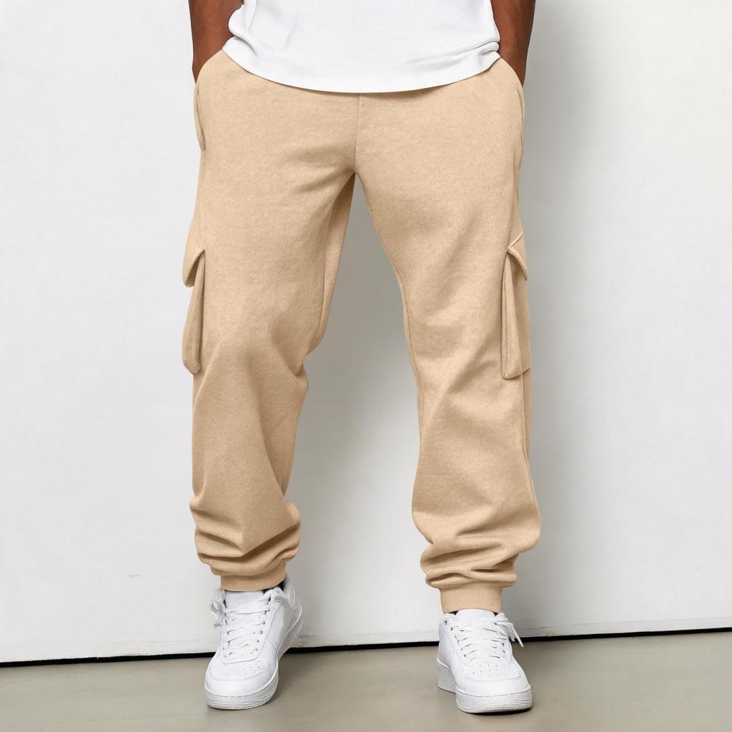 Men's Cargo Joggers with Elastic Waistband and Drawstring, Tapered Leg Casual Pants