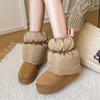Женские большие размеры Двойная носка Мягкая подошва Зимние теплые Нескользящие Мех Один Снежные ботинки Подкладка с мягкой подкладкой Ботильоны Нескользящие Спортивные штаны Труба Хлопковые ботинки