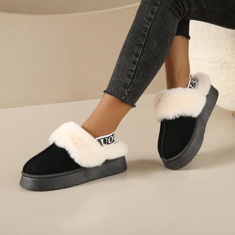 Elastic Autumn and Winter Snow Boots Two Wear Women's Platform Slippers Plush Warm Outside Wear Plush Internet Celebrity Fluffy Sandals