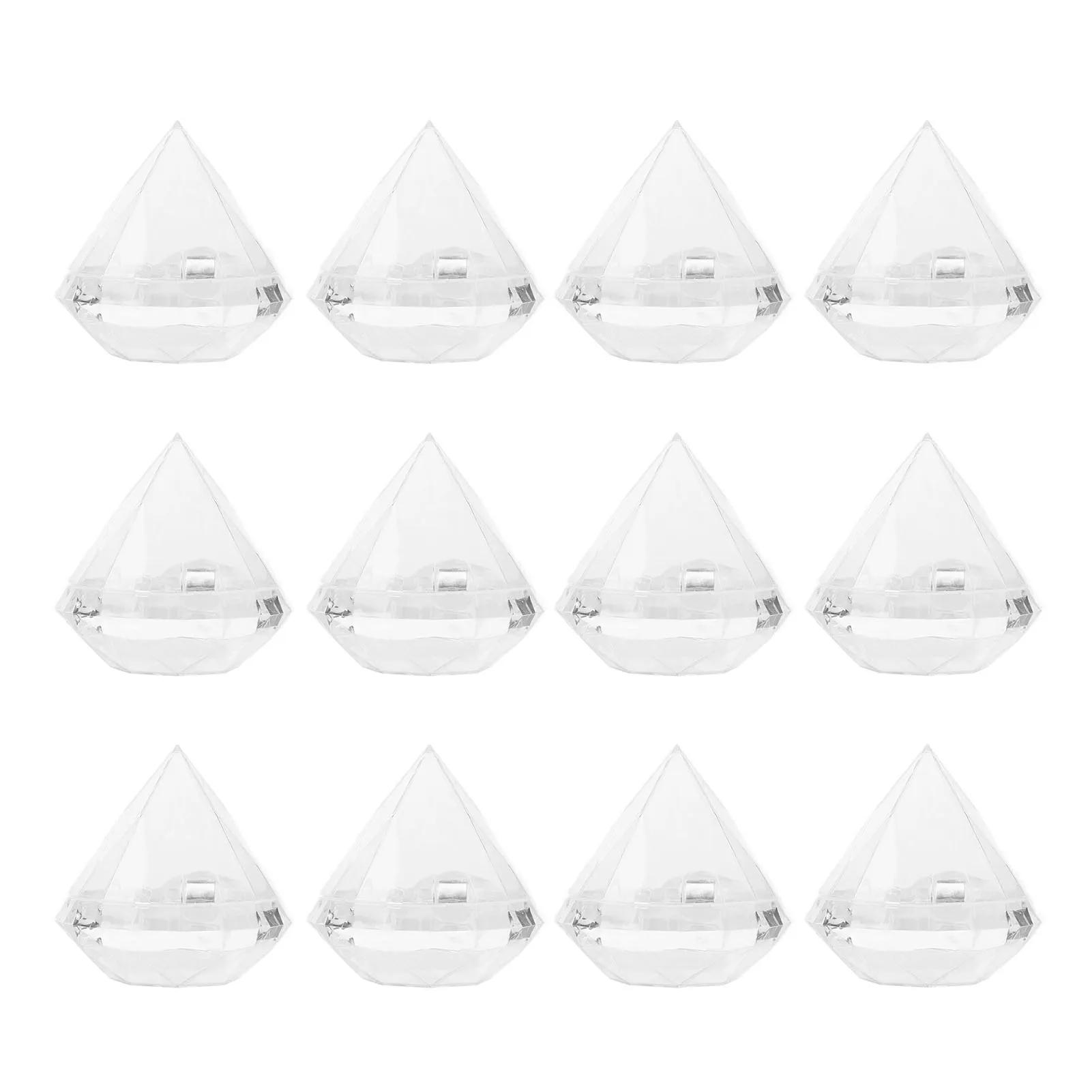 12pcs Candies Box Diamond Shaped Clear Jar Transparent Plastic Candy Storage Box For Home Other чистый