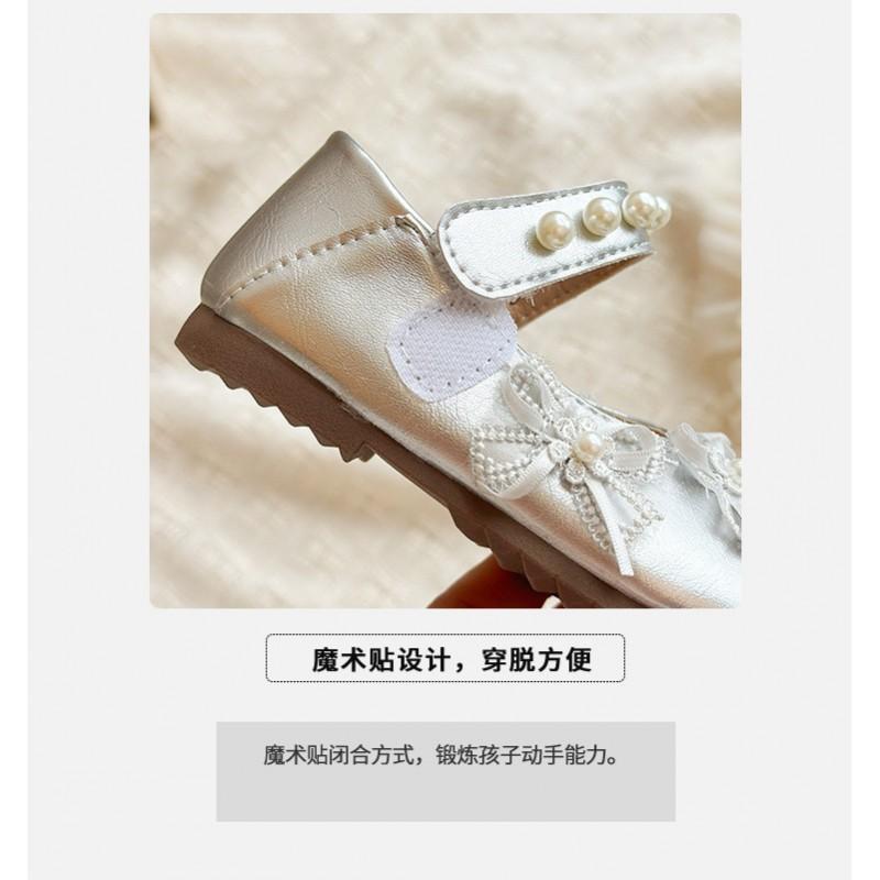 Youth style shoes Girls Princess Shoes Toddlers Soft Sole PU Leather Ballet Flats With Pearl Bow Casual Kids Footwear