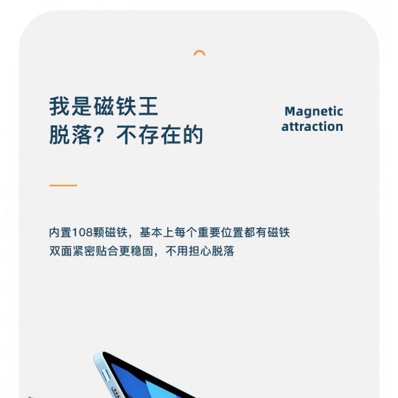 IPad 10.9 Inch Case With Pen Slot Shockproof Magnetic Detachable Transparent Cover 9/10th Gen