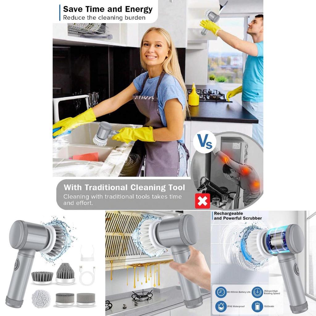Home Multifunctional Wireless Handheld Electric Cleaning Brush For Bathroom And Tile Cleaning Tool