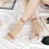 5 Pairs Women's Spring and Summer Thin Retro Anti Skid Crystal Cotton Bottom Medium Tube Ice Stockings
