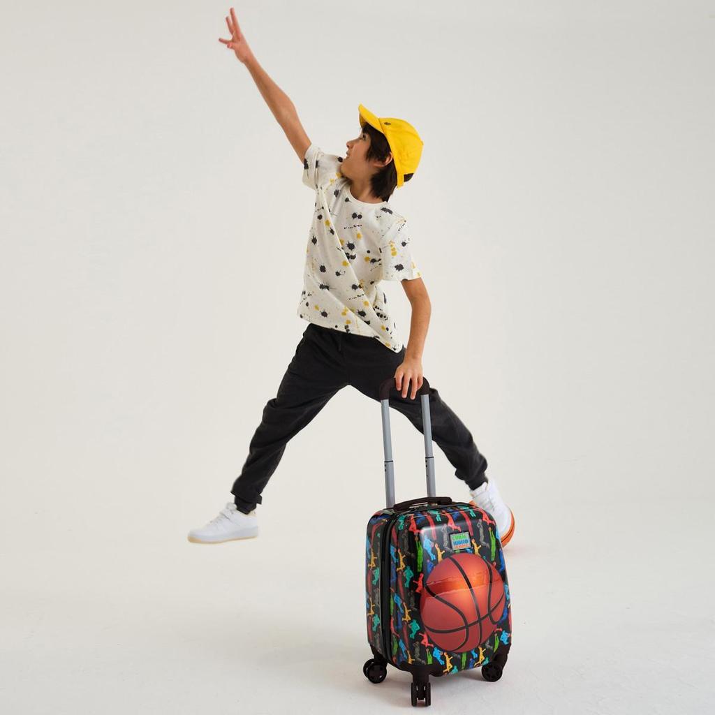 coral high Kids Black Basketball Patterned Children's Suitcase 16745