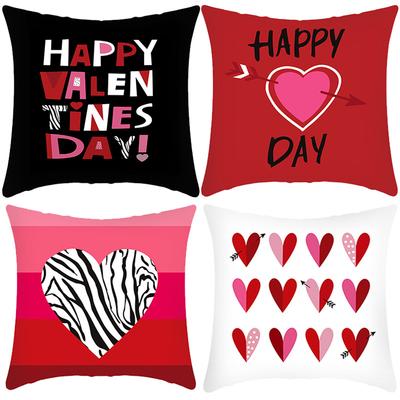 New Valentine's Day Pillow Cover Living Room Sofa Cushion Linen Print Home Decoration Cushion Cover