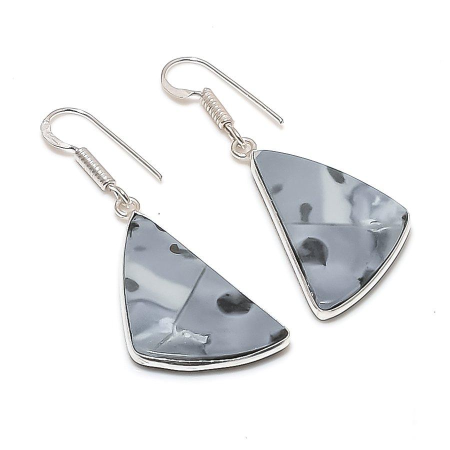 Natural Maligano Jasper Gemstone 925 Sterling Silver Jewelry Earring 1.81  AE-12289