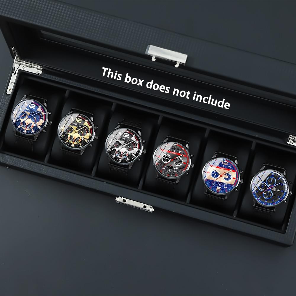 

DEYROS 6 Piece/Set Business Men s Quartz Watch Set Mesh Alloy Men s Strap Dial Quartz Movement Accurate Ideal Gift for Men No