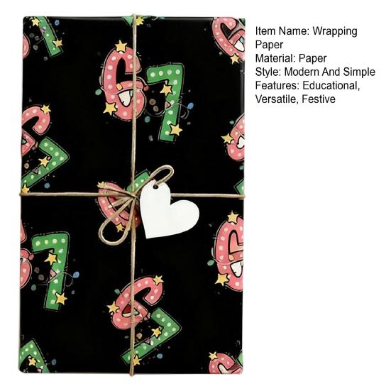 Christmas Gift Wrap Paper Creative Festive Holiday Wrapping with Number 7 Design Fun Pattern Birthday Party Supplies