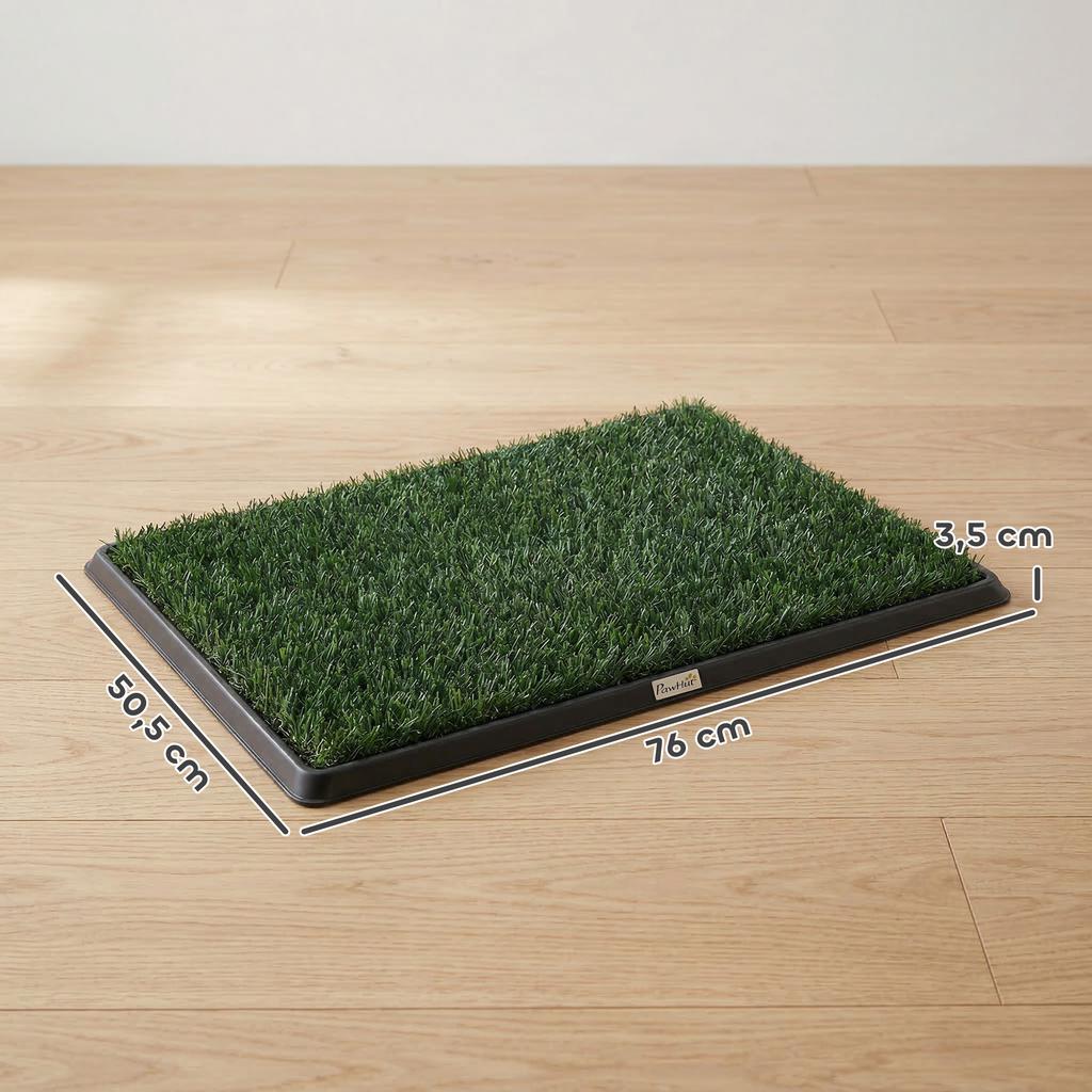 Tuoletta per Cani 76 x 50,5 cm Vasino per Cani con 2 Prati Artificiali Lavabili Toilette per Cuccioli per Cani per Balcone Casa Nero+Verde
