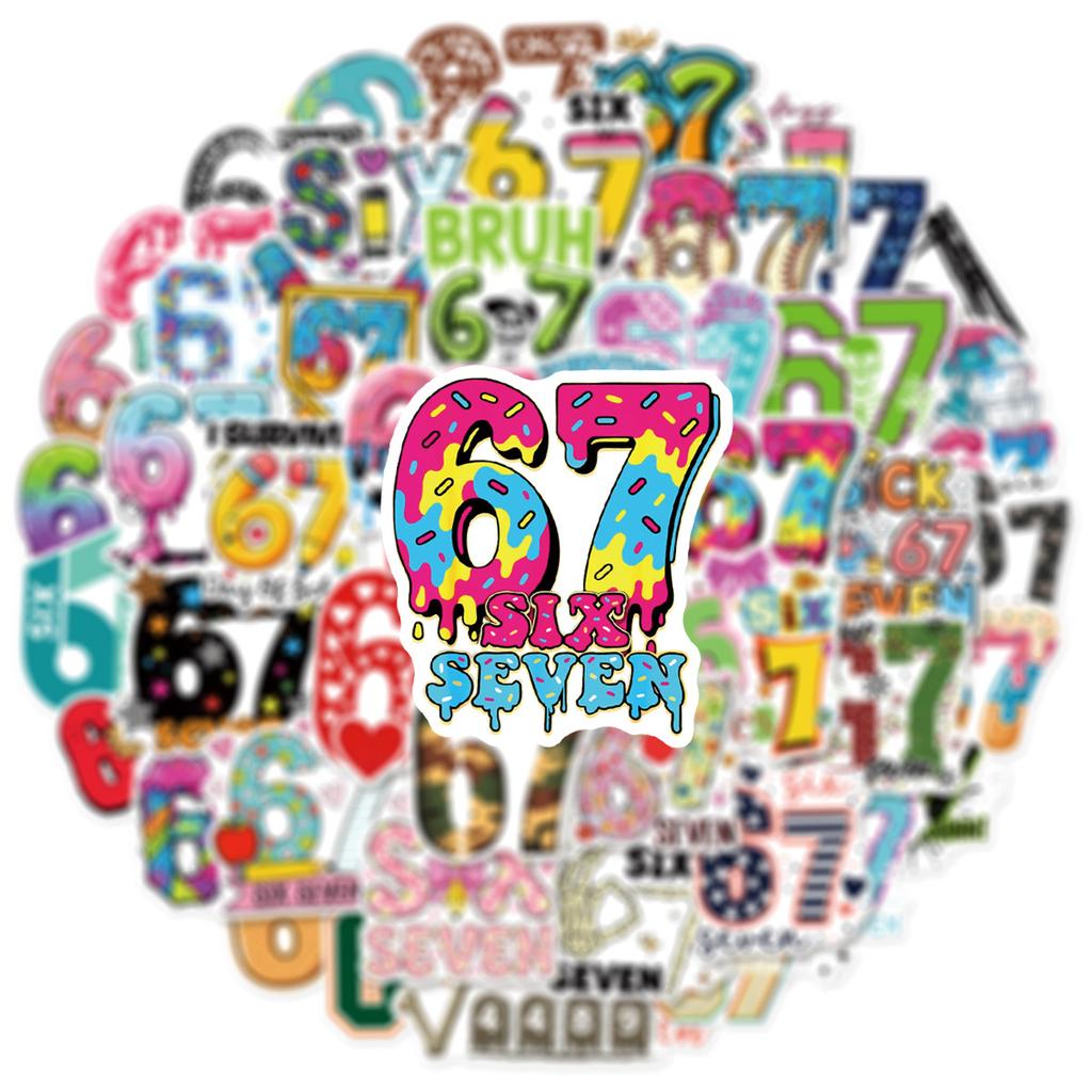 100PCS Cartoon Fun Numbers 6-7 Graffiti Stickers Waterproof for Luggage Water Cups Scooter