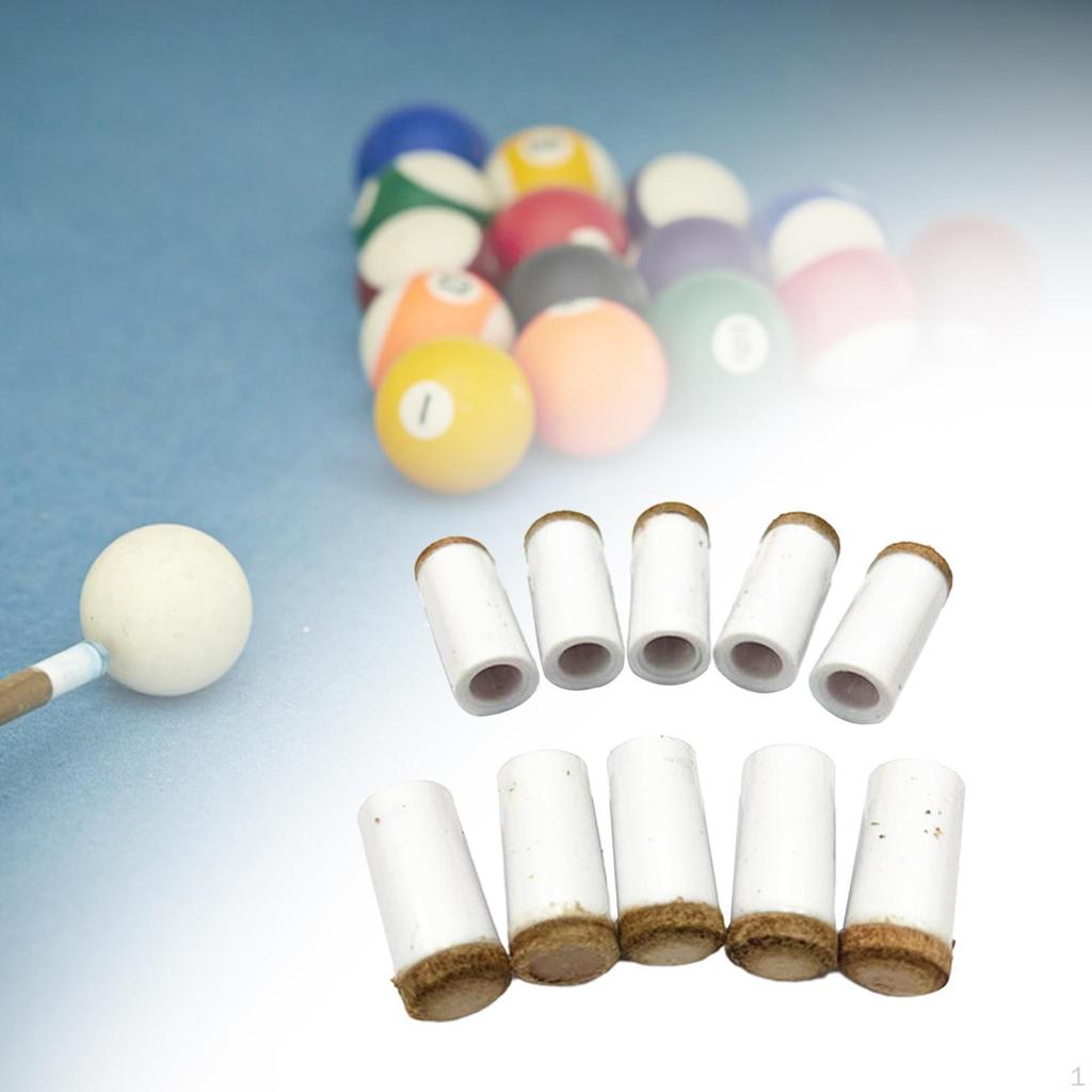 10 Pack Pool Cue Tips and Ferrules, Snooker Repair Professional Billiard Head Thick Long