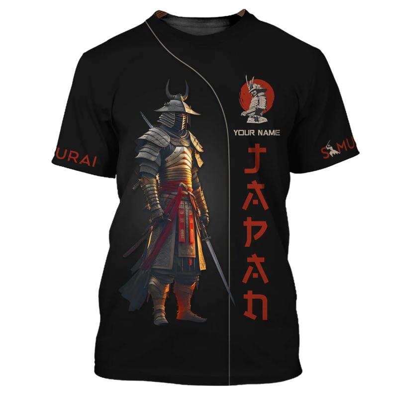 Custom Name Japan Samurai Graphic Tshirt For Men 3D Full Print Short Sleeve Samurai Tee Shirts Tops Gift For Samurai Lovers