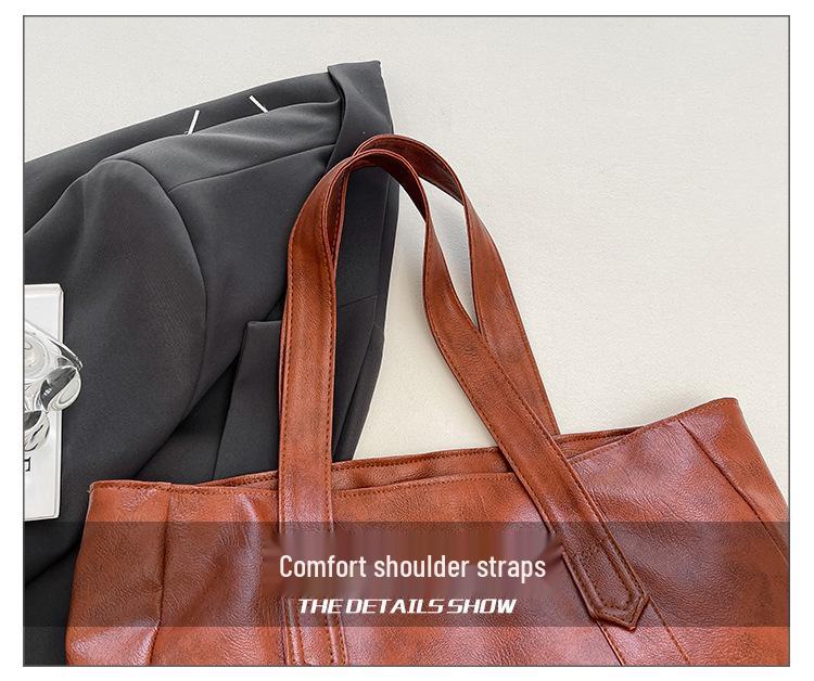 High-End Retro Tote Bag: Stylish, Large Capacity Shoulder Handbag for Commuting