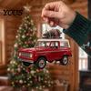 Unique Ornament for Christmas Tree Car Hanging Ornament, Acrylic Flat Print Pendant Elegant Decoration Rearview Mirror, Festive Holiday Decoration,