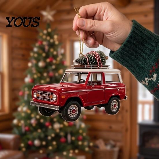 Unique Ornament for Christmas Tree Car Hanging Ornament, Acrylic Flat Print Pendant Elegant Decoration Rearview Mirror, Festive Holiday Decoration,