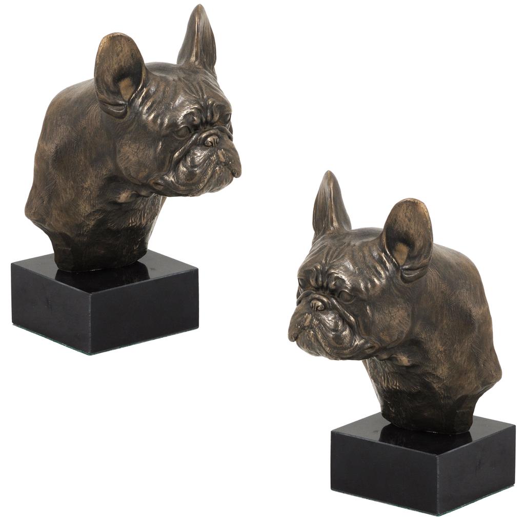 French Bulldog, Frenchie II - Dog Statue, Bust On Stone Base, Sculpture, Trophy for Dog Show by Art-Dog Brand