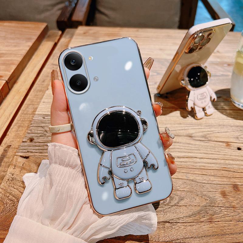 For Xiaomi Poco X8 Pro Case Shining Astronaut Spaceman Bracket Holder Design Soft Plating For Xiaomi Poco X8 Pro Back Cover