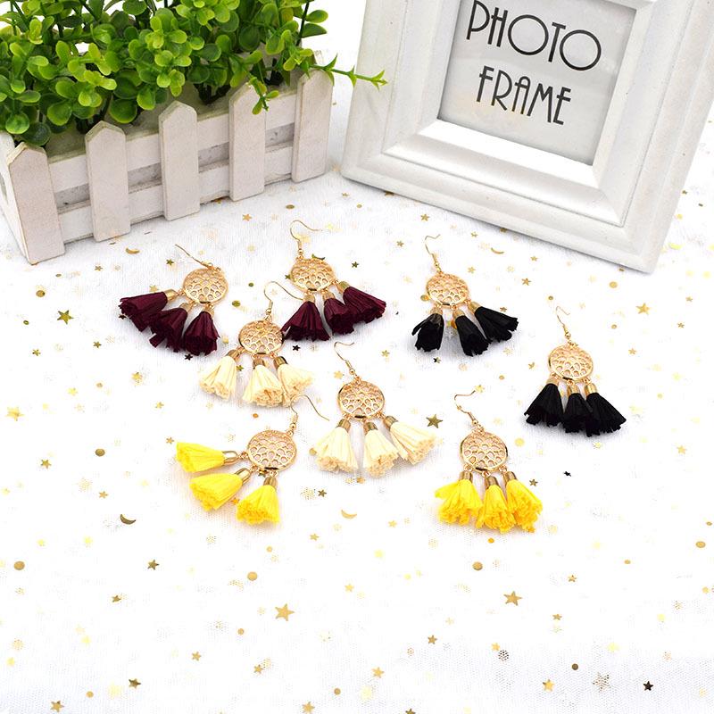 Japanese-Korean Retro Raffia Tassel Earrings: Fashionable, Versatile, Trendy & Simple