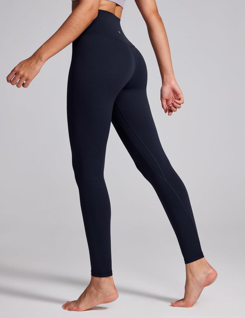 CRZ YOGA Kompresyjne Joga Krótkie Azjatycki Ciemny Rozmiar M Damskie Legginsy, Spodnie, Legginsy z wysokim stanem, Nogawki, Butterluxe, Dopasowane, 24-calowe/60-cm Długość wewnętrzna nogawki, Granatowe,