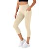 Hohe Taille Nahtlose Capri-Leggings für Damen Weiche Dehnbare Yoga-Hose mit Breitem Bund für Training Laufen Fitness