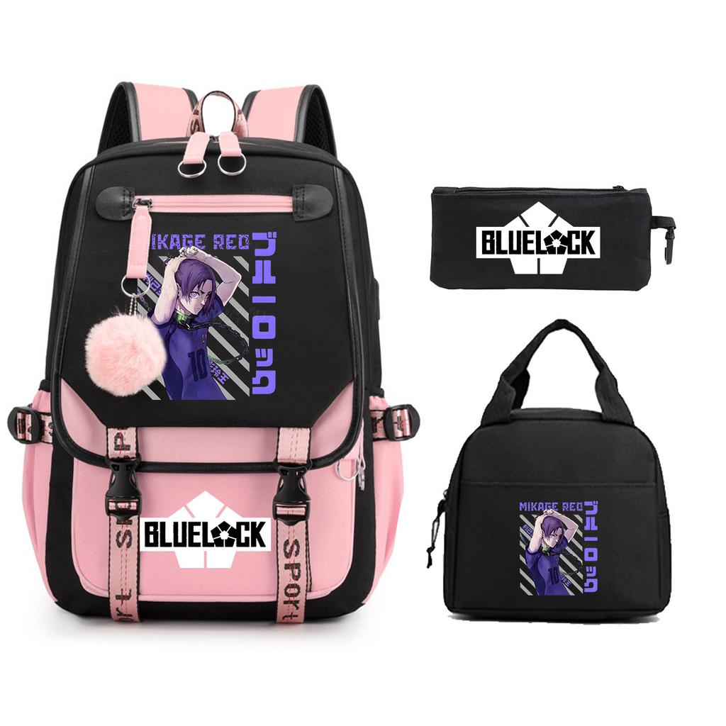 Peripheral Printed Backpack Leisure Student School Bag Pencil Bag Lunch Bag Set