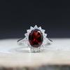 January Birthstone Red Garnet Round Cut Ring , Engagement Ring , 925 Silver , Handmade Ring, Silver Ring, Statement Anniversary Gifts