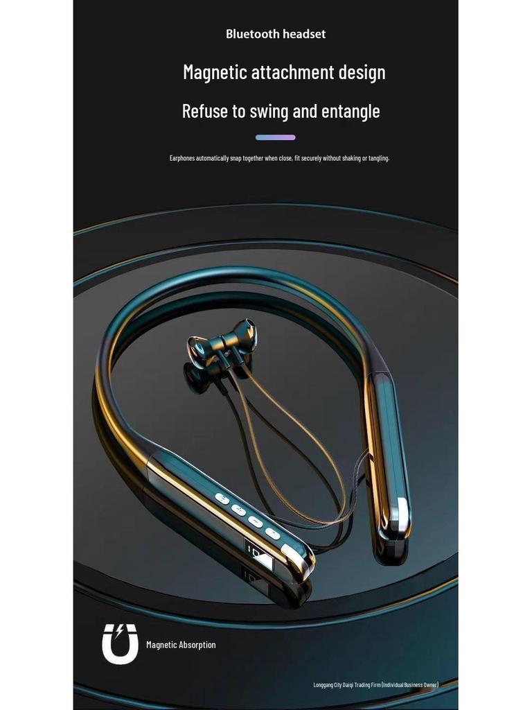 High-Quality Bluetooth Neckband Headphones: Long Standby, Perfect for Sports, Gaming & Calls - Compatible with Huawei, OPPO, Apple.