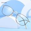Ultra-light metal glasses frame, square frame, retro glasses frame, unisex, can be equipped with myopia glasses, anti-blue flat glasses