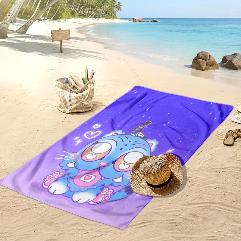 Kpop Demon Hunters Printed Beach Towel, Large Absorbent Quick Dry Towel for Summer Outdoor Swimming