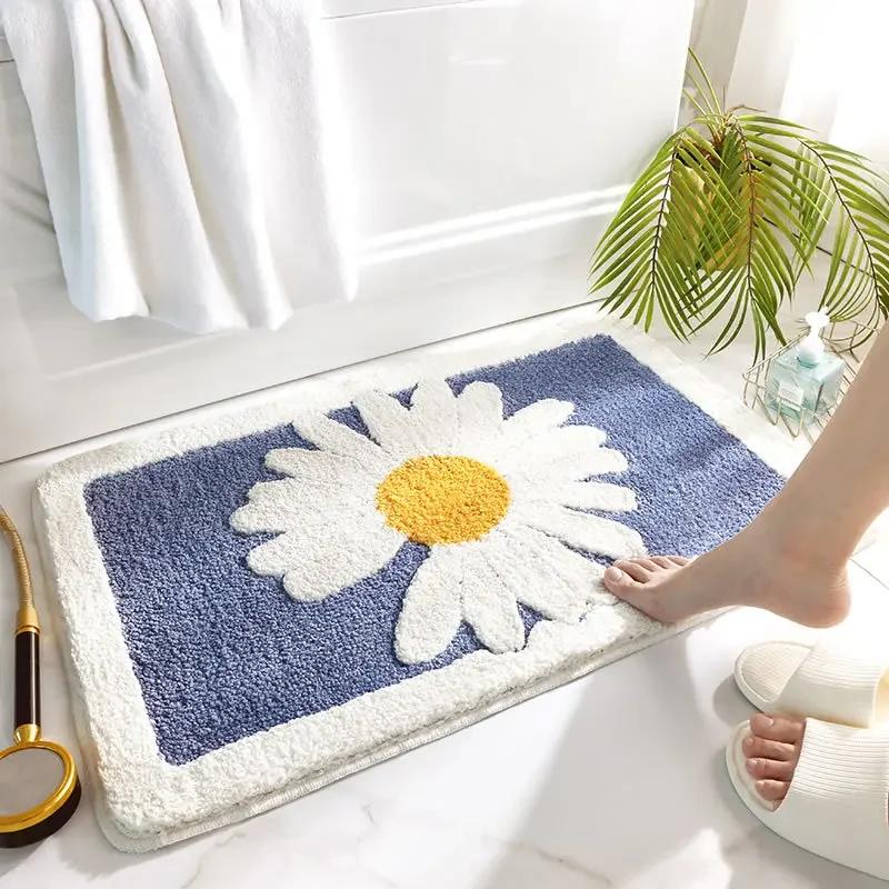 Daisy Bath Rug - 3D Embossed Texture Bathroom Carpet, High-Capacity Absorption & Fast Dry Tech with High-Density Flocking