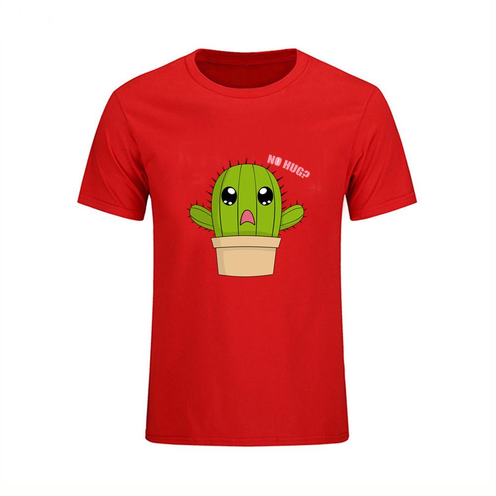 Crop Cactus Hug Pattern No Hug T Shirt Short Sleeve Custom T Shirts