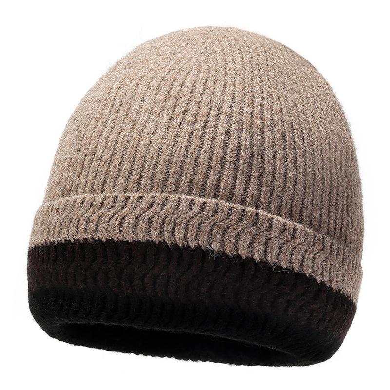 Winter Men Knitted Hat Gradient Color Matching Warm Wool Hat