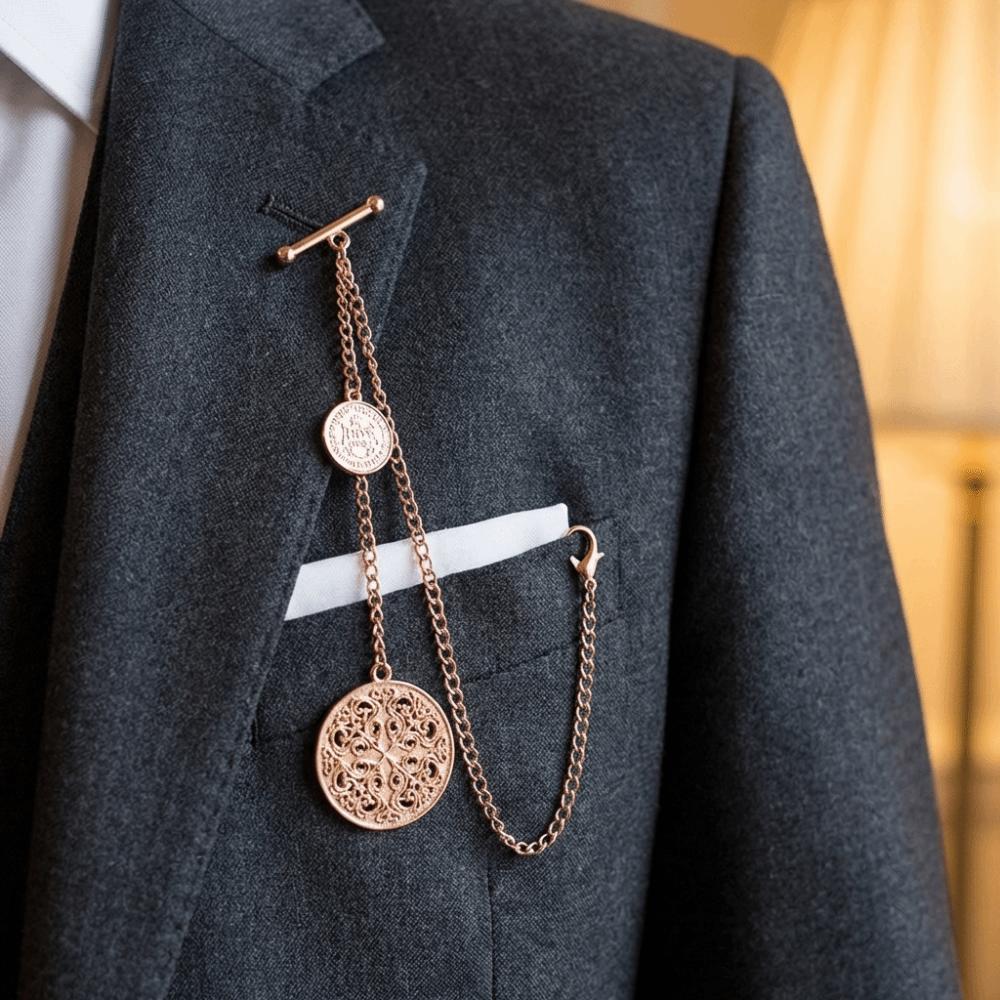 Classic Vest Suit Chain Decorative Badge Vintage Tassel Chain Brooches Tie Accessory Sophisticated Collar Pins Wedding Event