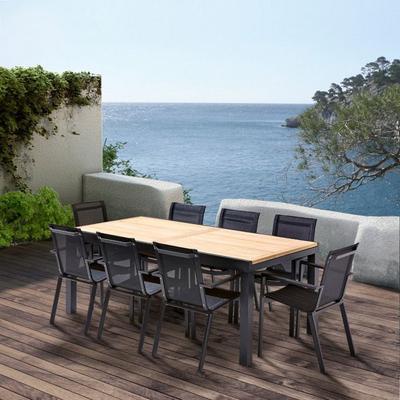 Garden Furniture Set Bali T 8 / 12 + F 8 Teak Black Wilsa Garden