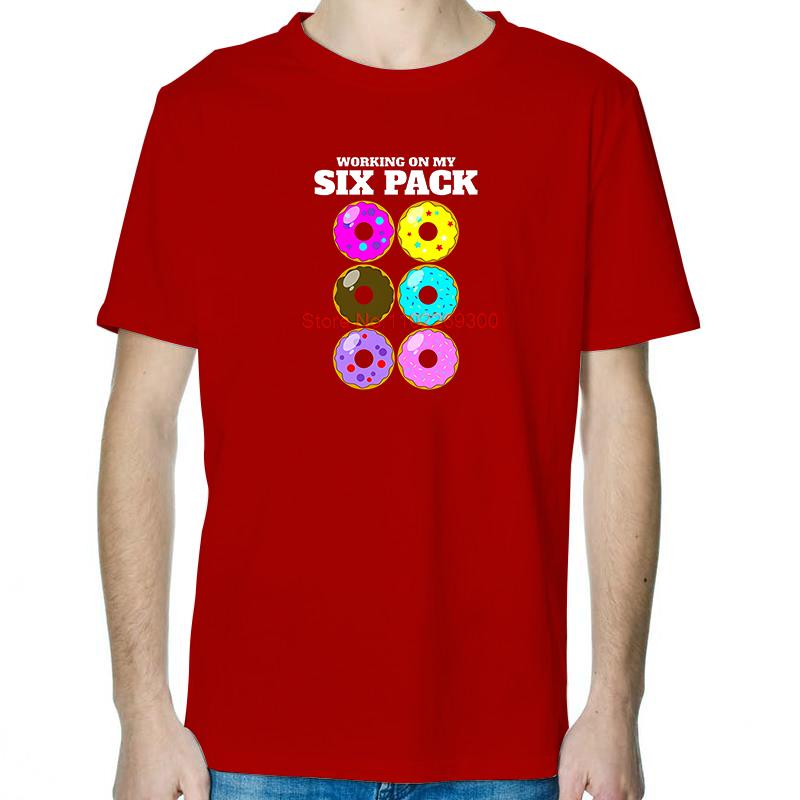 

Работая над своим шестипаковым пончиком Принт Футболка Летние Топы Футболка Новое Поступление Товары Мужская Футболка с коротким рукавом Хлопковая Футболка S