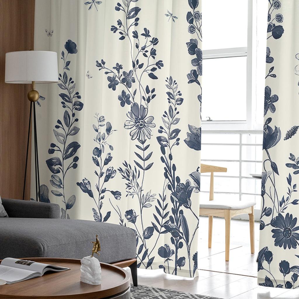 Flowers Foliage Dragonflies Butterflies Voile Sheer Curtains Living Room Window Tulle Curtain Kitchen Bedroom Drapes Home Decor