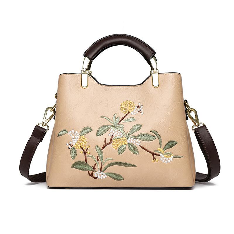 Bags Women's Fashion Handbags Large Capacity Embroidered Middle-aged Bags Ladies Crossbody Shoulder Bags
