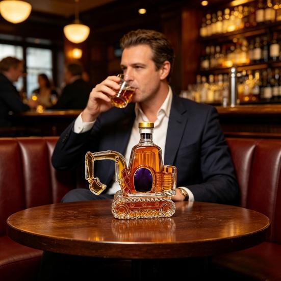 Excavator Shape Glass Whiskey Decanter 3D Vehicle Liquor Bottle
