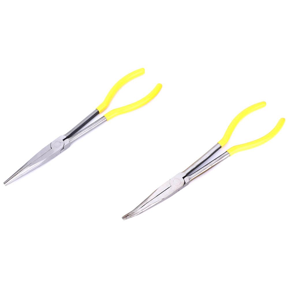2Pcs 11in Long Nose Pliers Carbon Steel 45 Degrees Bending Workshop Equipment Hand Tool