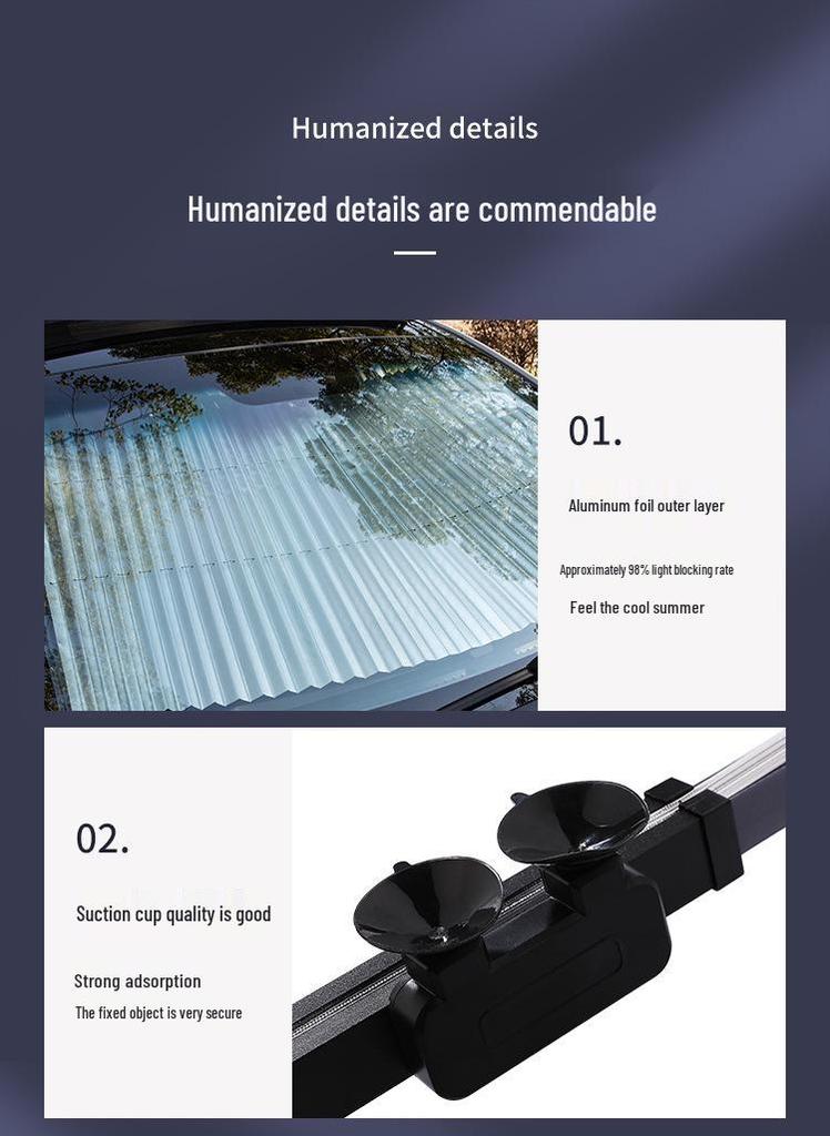 Car Sun Shade Blackout Curtain, Suction Cup Heat Insulation for Car Windows