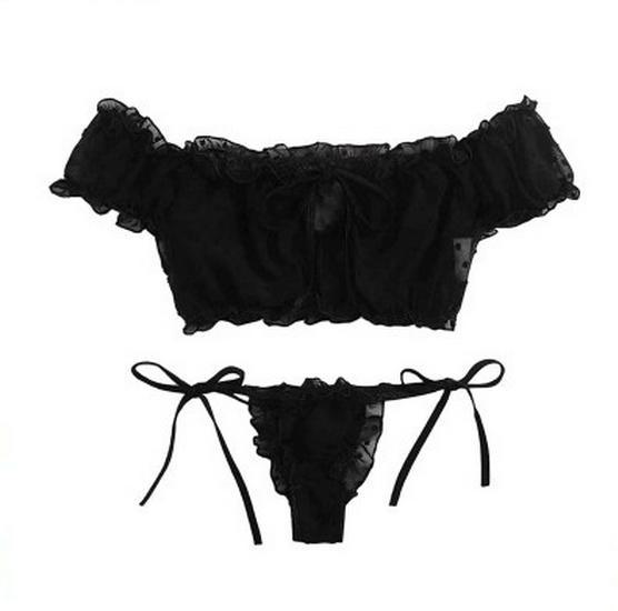 

2020 Европейский и американский стиль Сексуальный раздельный кружевной купальник Линжери Пижама S чёрный