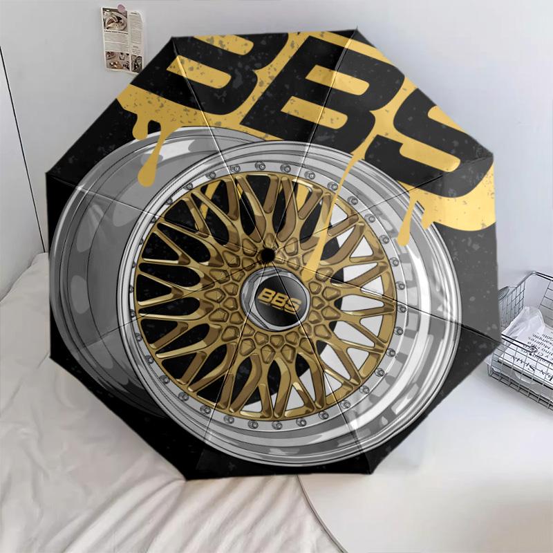 BBS Wheels: Precision Style Folding Umbrella 8 Paraphenoid Bones Suitable for All Seasons Sun Umbrella Outdoor Travel
