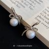 Ear clips without ear piercings~ Korean bow pearl ear buckles, light luxury, high-end sense, niche temperament, mosquito coil disc earrings for women