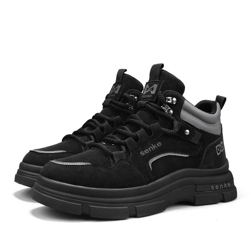 

Autumn s New Versatile Sports Outdoor High-top Shoes, Workwear Student Trendy Shoes, Thick-soled Fashionable Casual Shoes 44 чорний